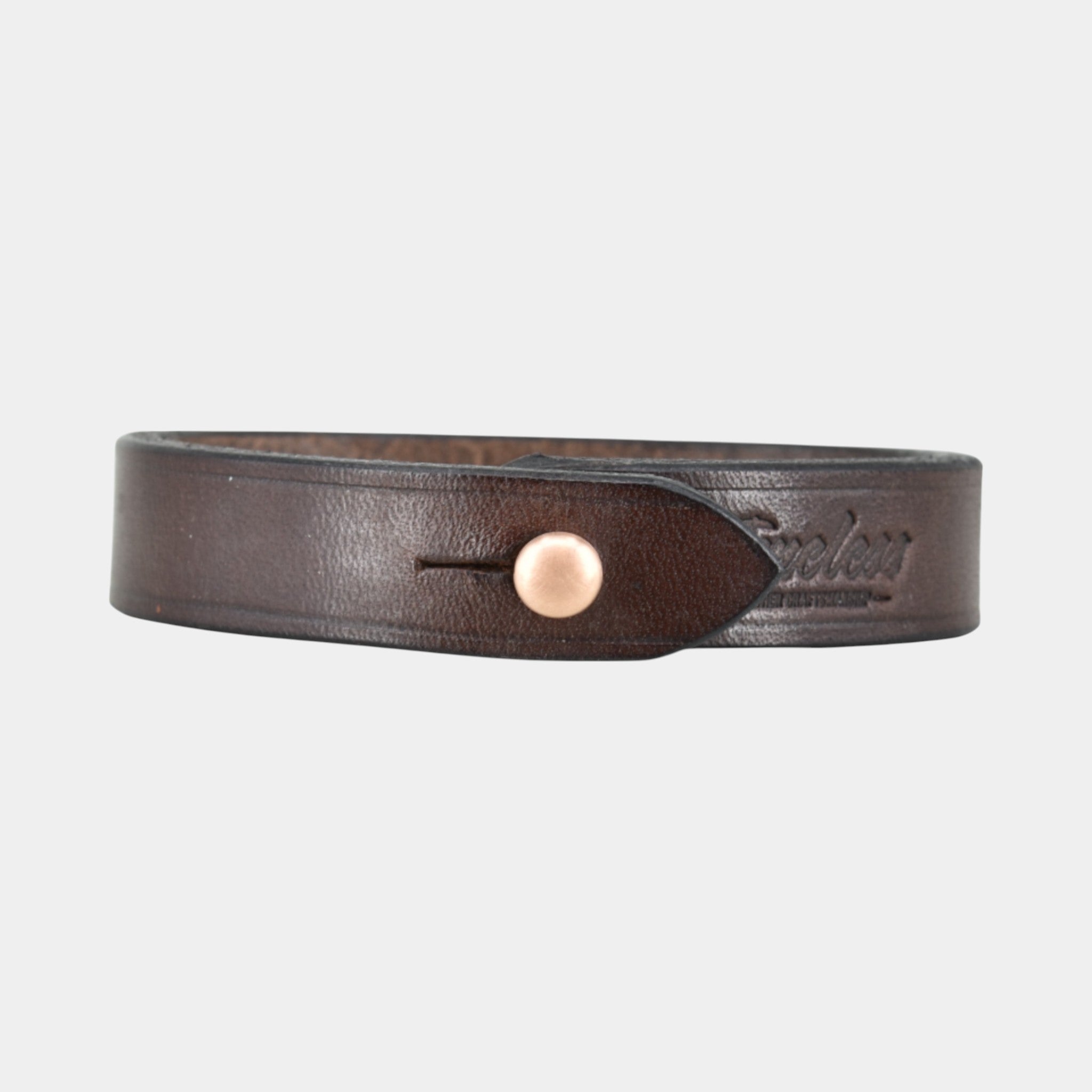 Dunkelbraunes Lederarmband mit Verschluss aus Bronze