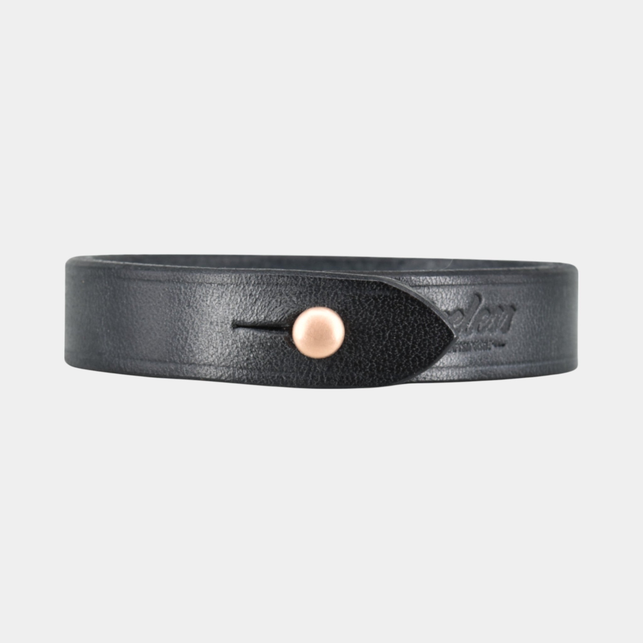 Schwarzes Lederarmband mit Bronze Verschluss