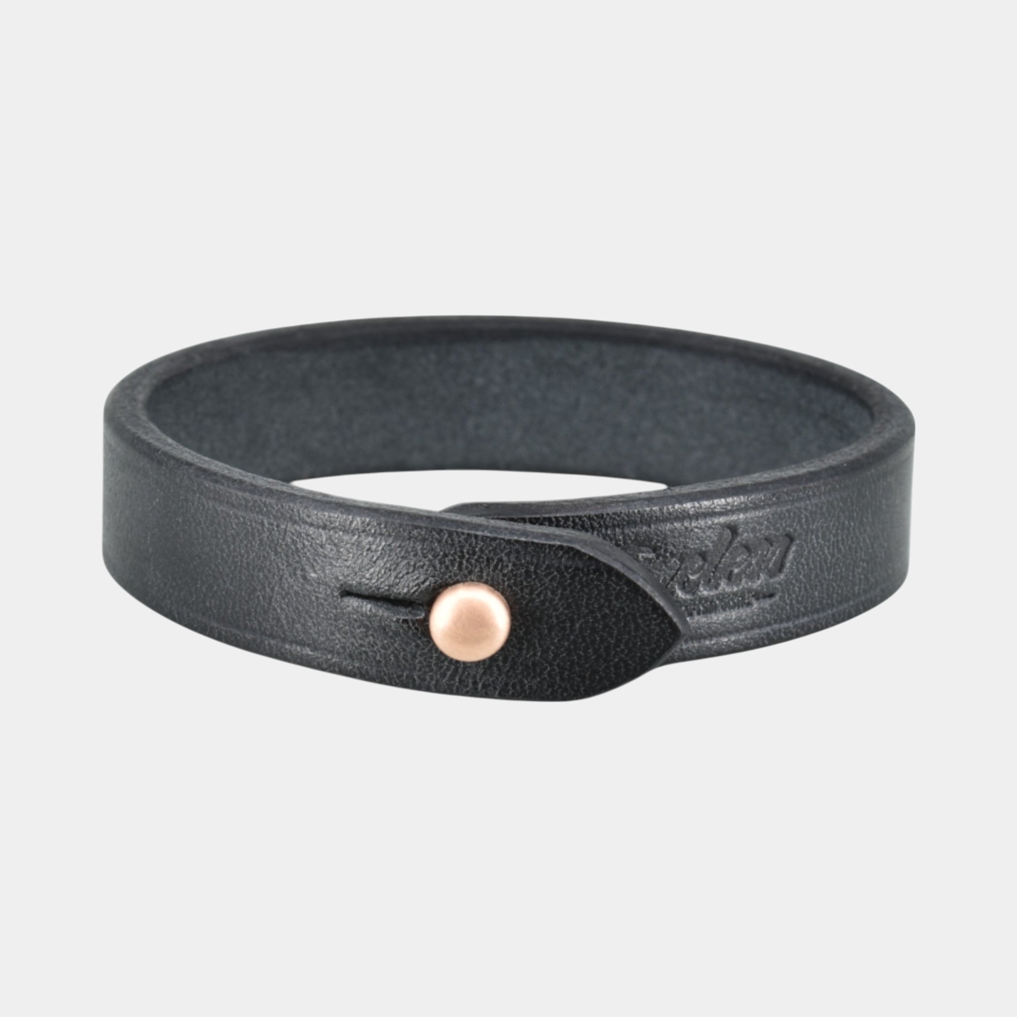 Lederarmband für Herren schwarz mit bronze Verschluss
