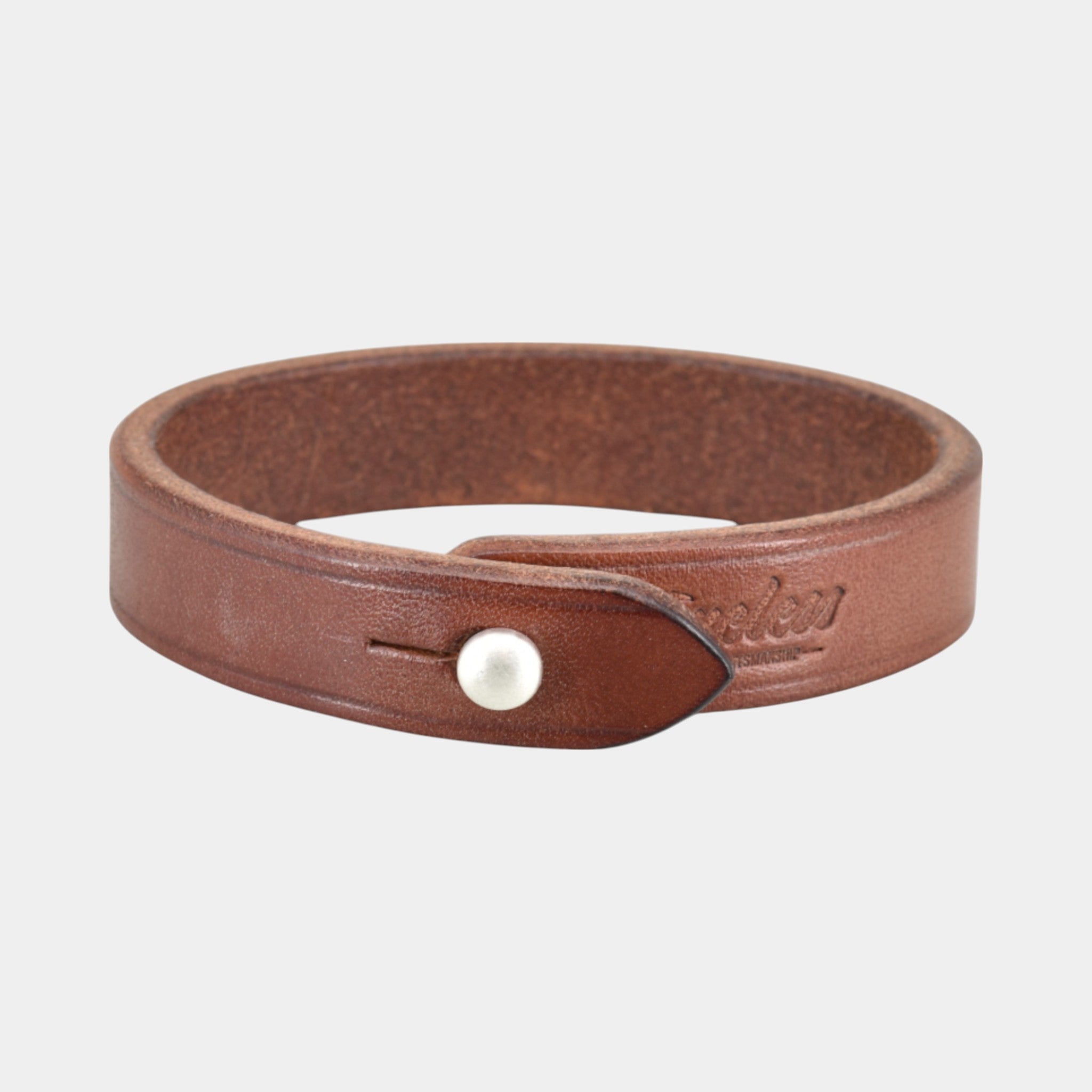Hellbraunes Lederarmband mit massiv 925er silber Verschuss für herren