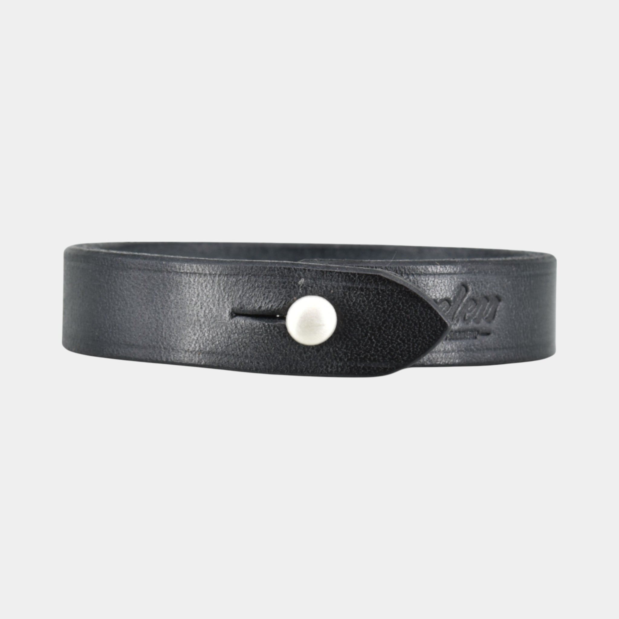 Schwarzes Lederarmband mit massiv 925er silber Verschuss für herren
