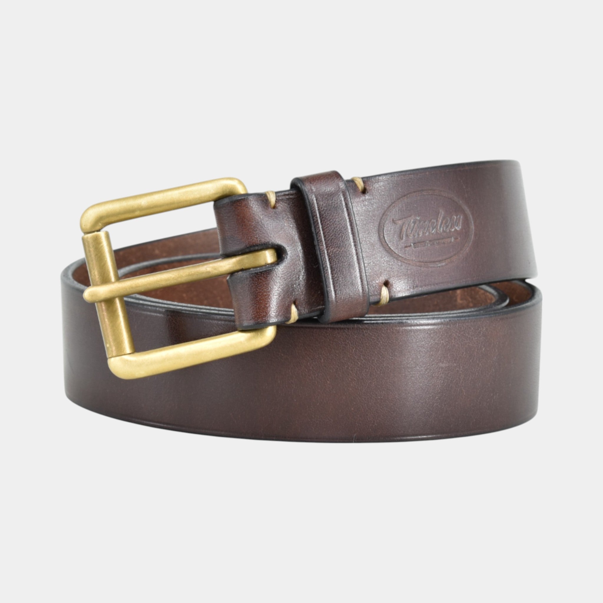 brauner Ledergürtel mit Messingschnalle 4cm breit, handgefertigt
