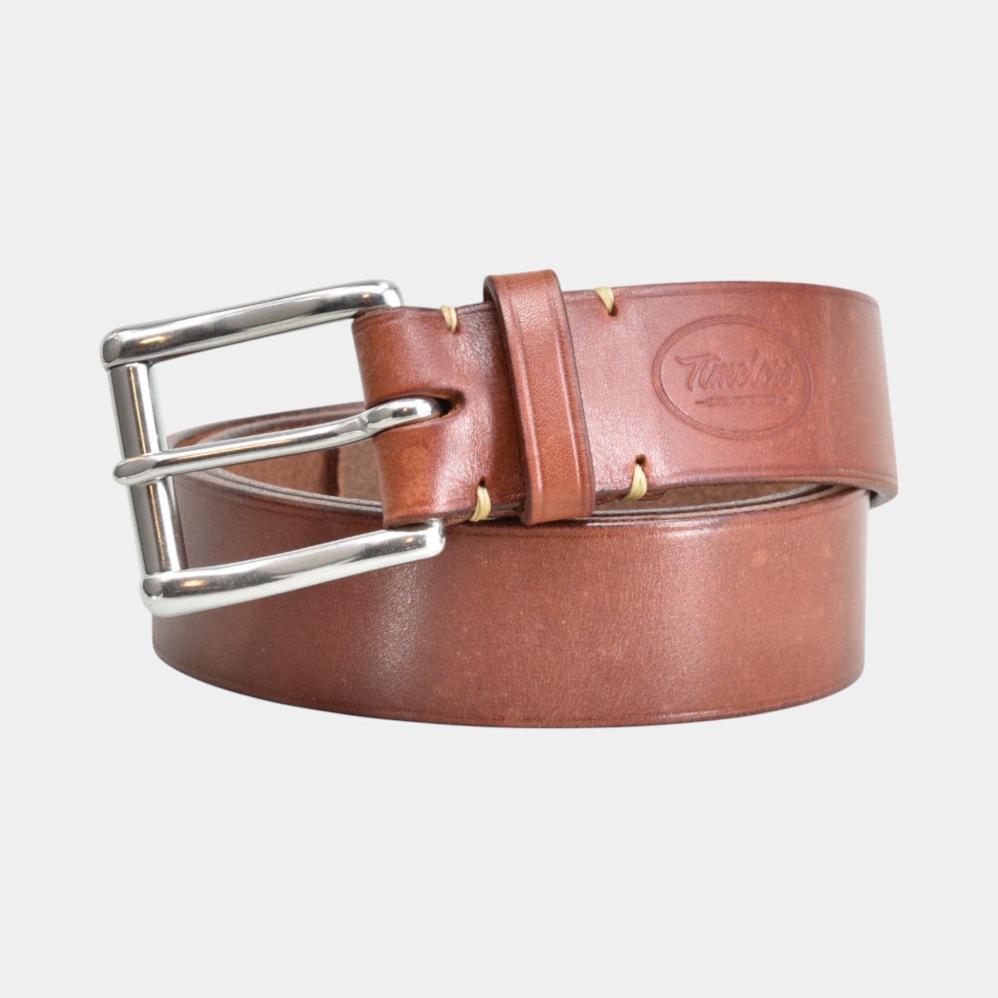 Cognac Ledergürtel in 4cm breite und edelstahlschnalle für herren, hochwerig und handgefertigt