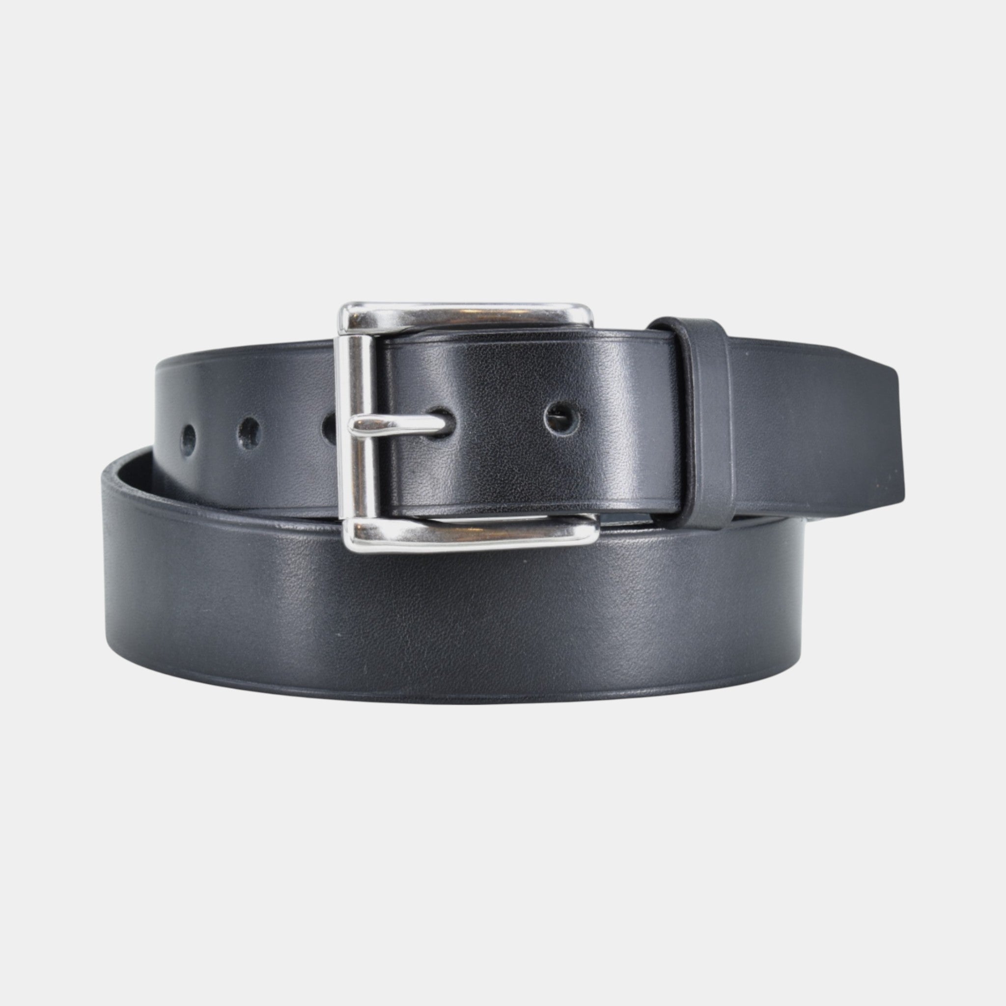 schwarzer Ledergürtel für Herren mit edelstahlschnalle 4cm breit