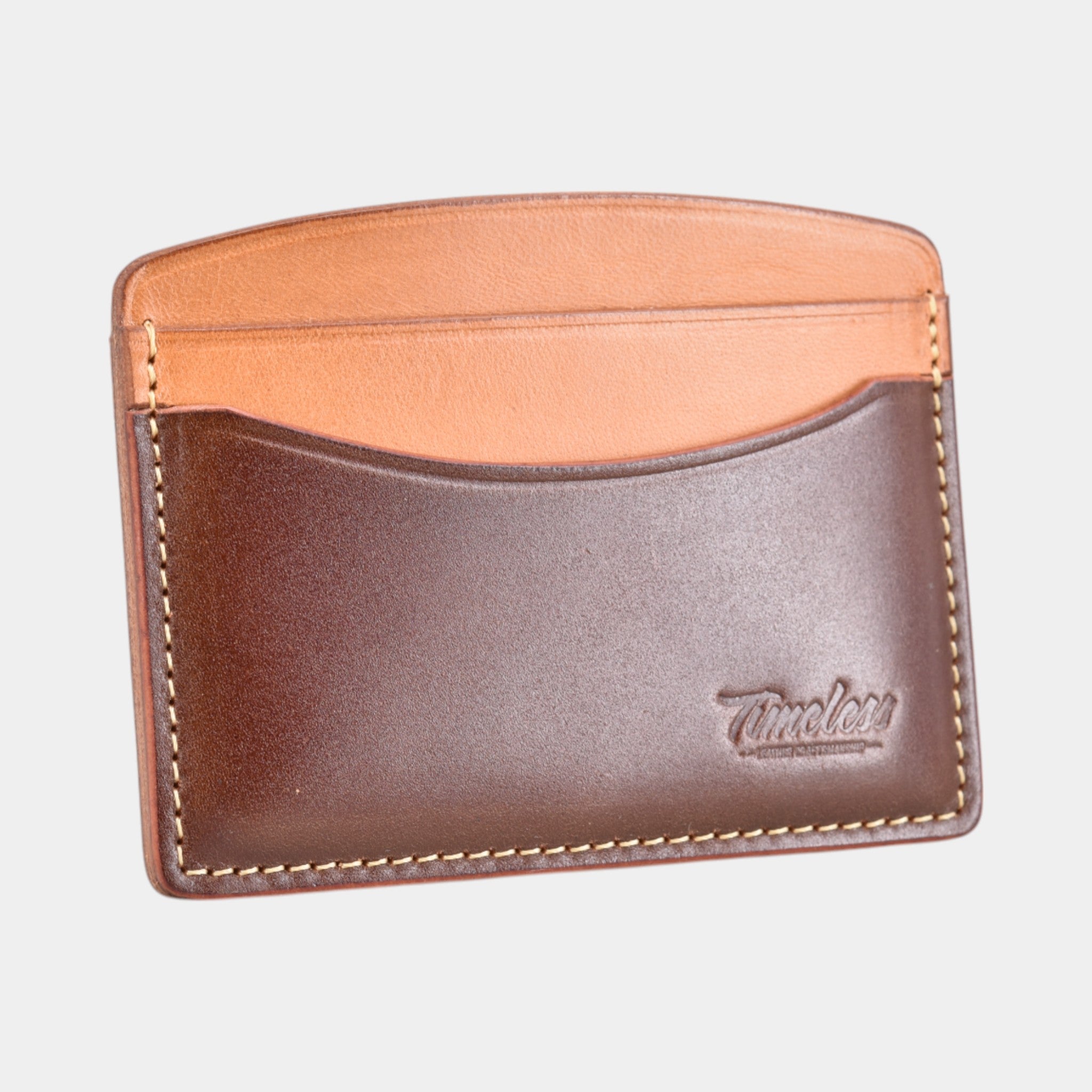Shell Cordovan Cardholder in natur und oxblood leder