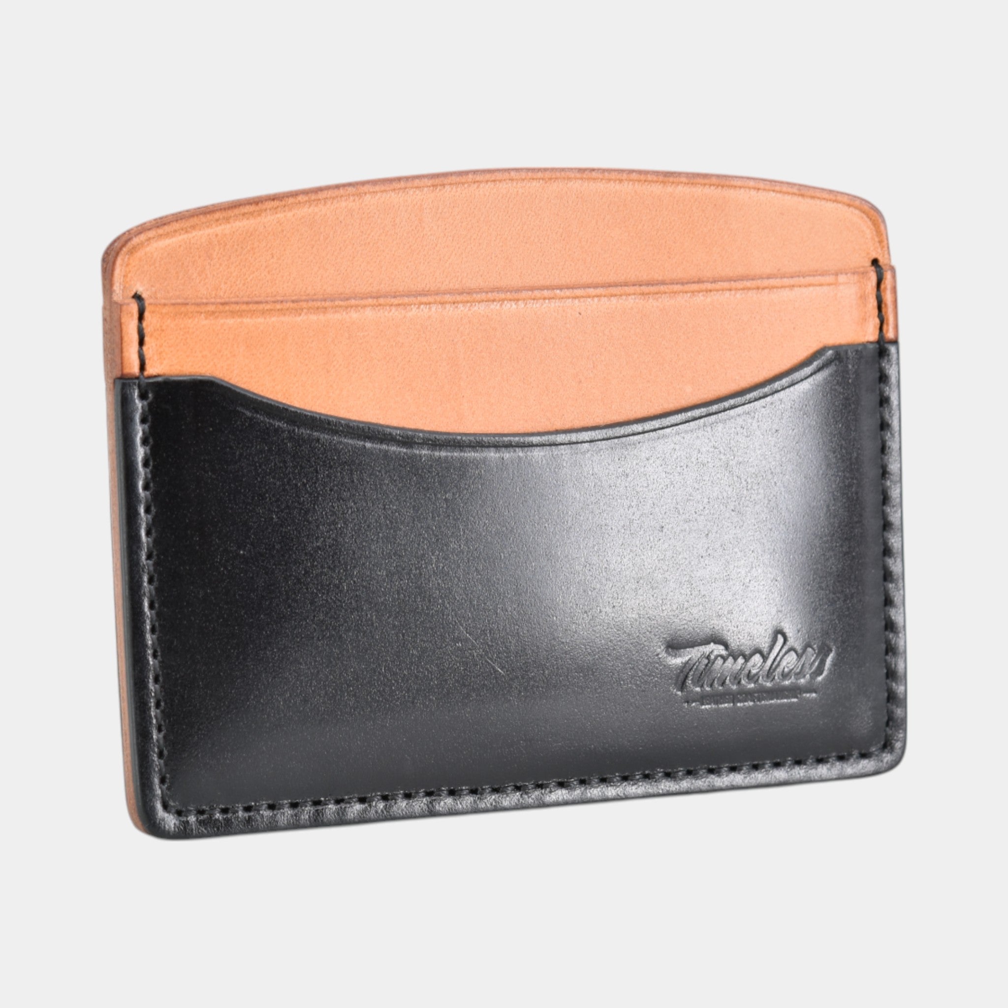 Shell Cordovan Cardholder in natur und schwarzem leder