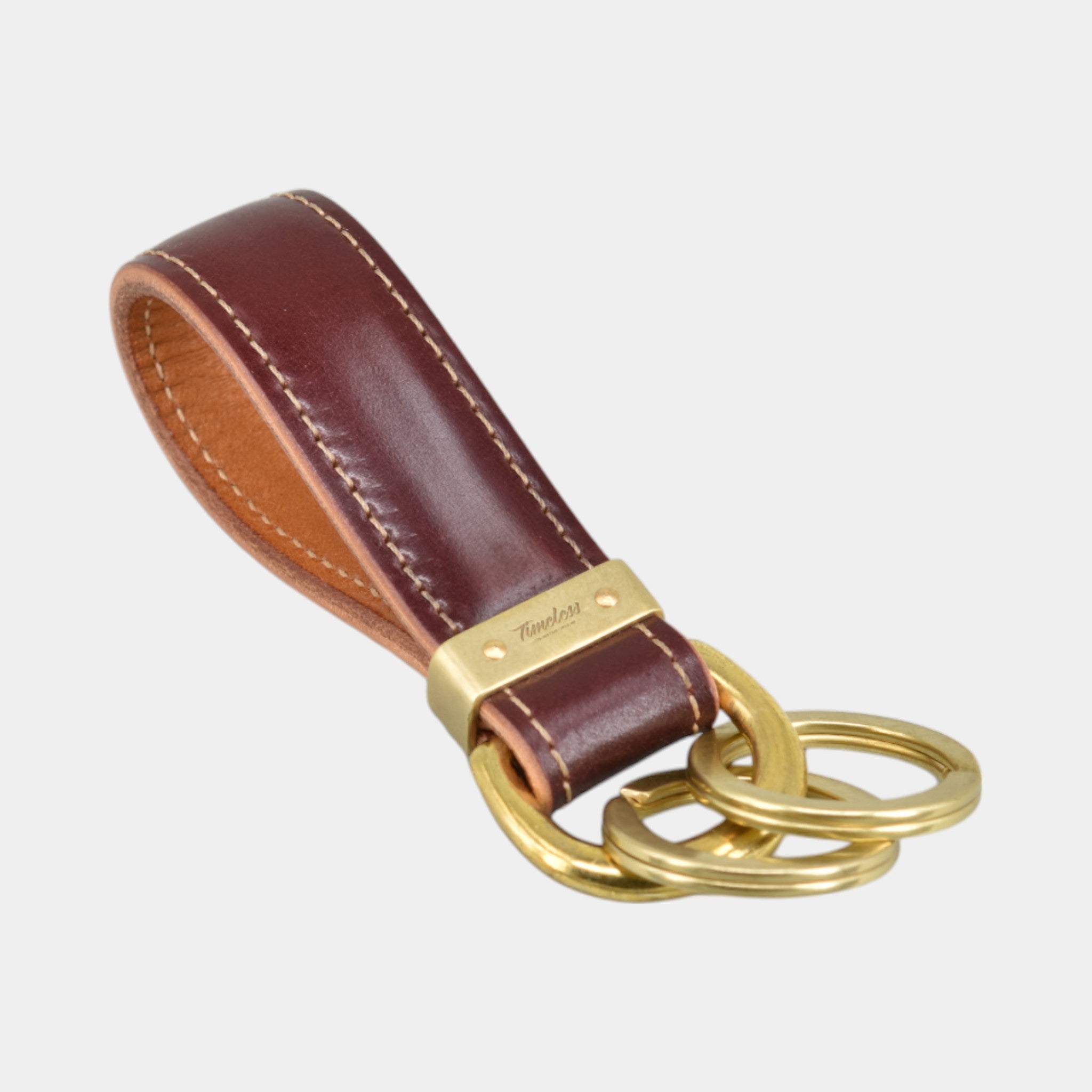 Shell Cordovan Schlüsselanhänger oxblood mit Messing Beschlägen