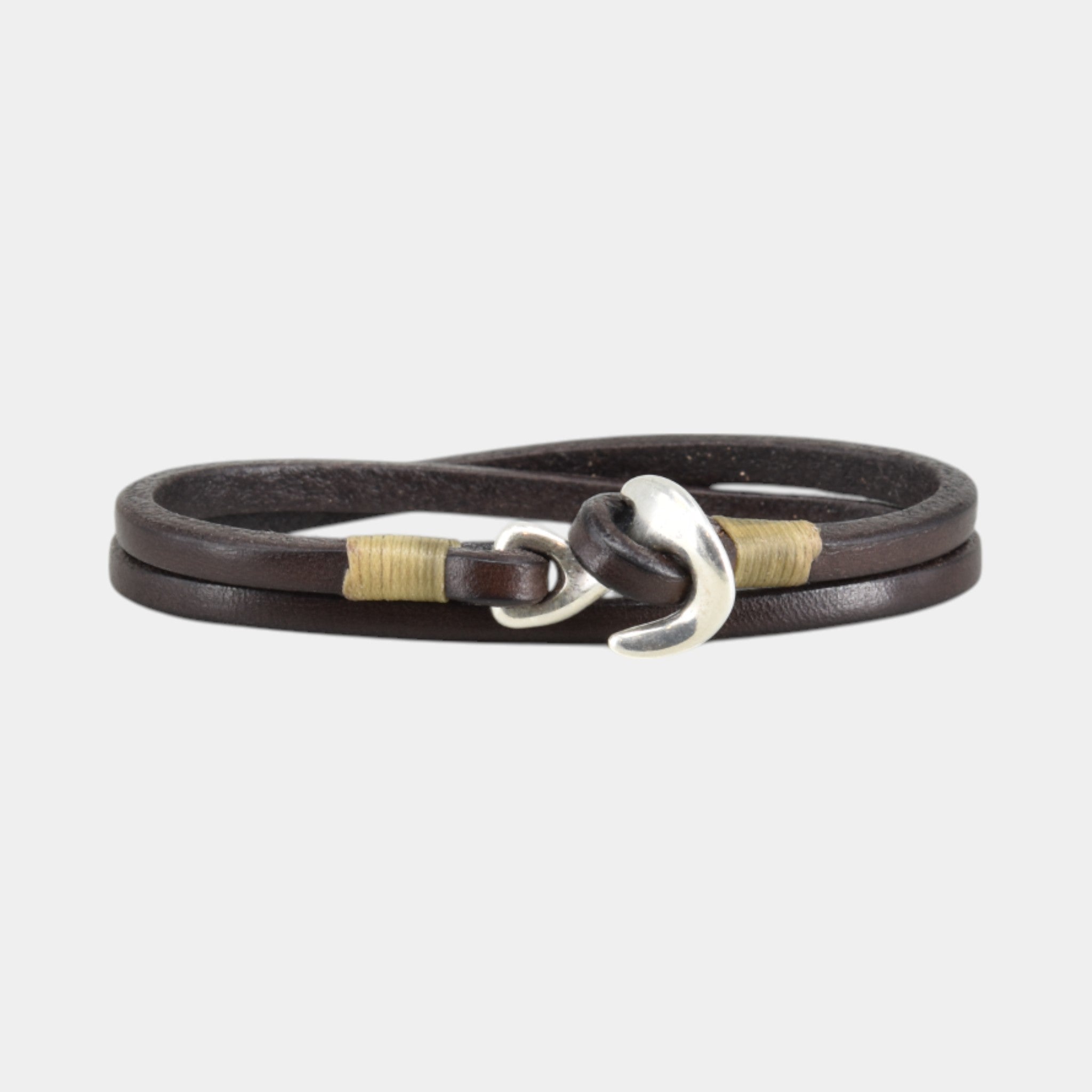 Wickelarmband aus braunem Leder mit Verschluss aus echt silber