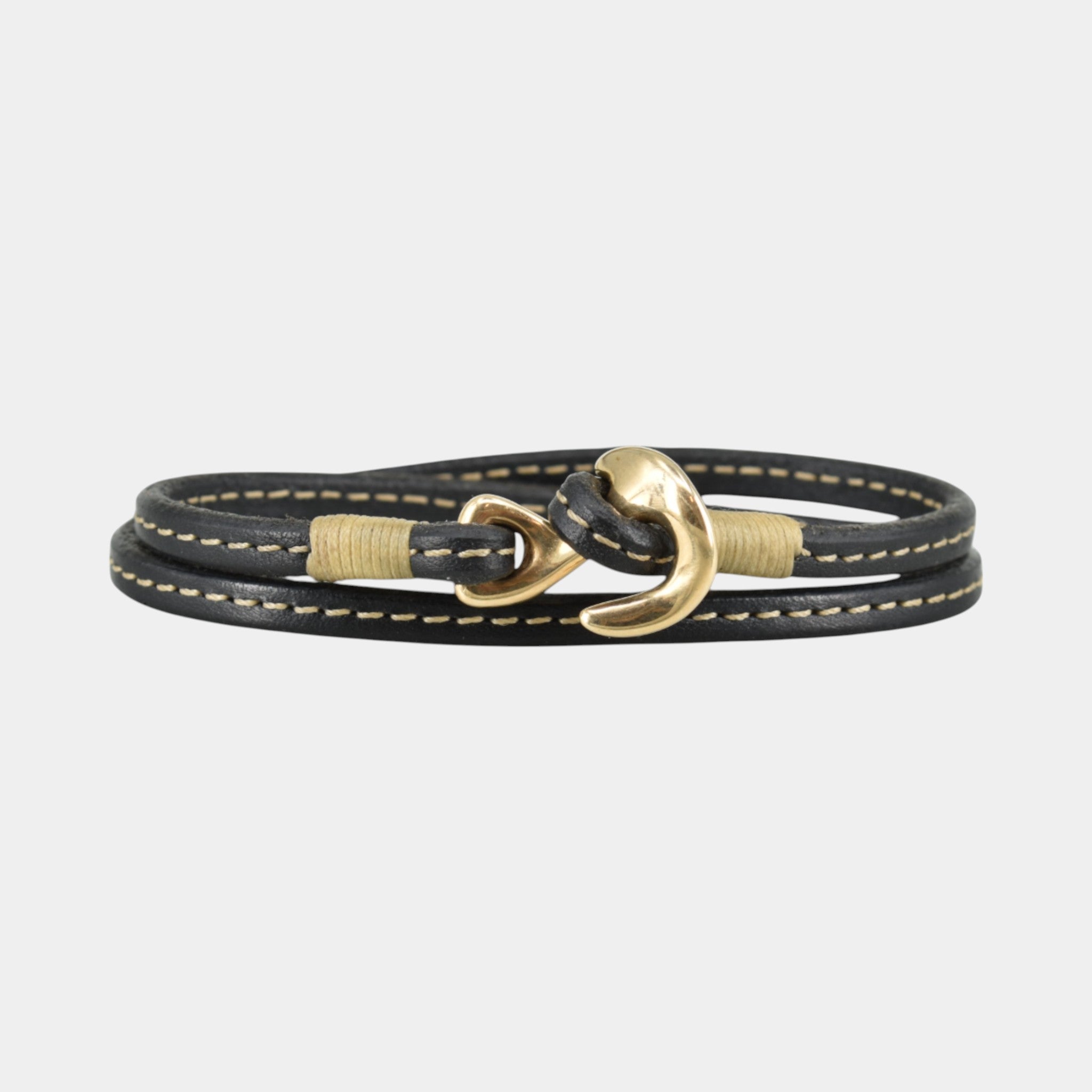Wickelarmband aus Leder mit einem Verschluss aus 585er Gold